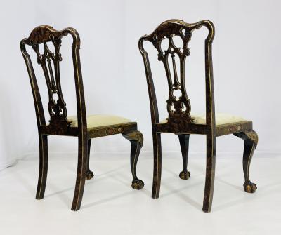 Pair of Side Chairs With Gold Gilt Claw Foot Details Circa 1940s