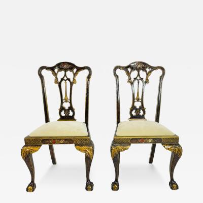 Pair of Side Chairs With Gold Gilt Claw Foot Details Circa 1940s