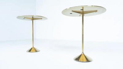 Pair of Side Tables Mod T2 by Osvaldo Borsani Brass and Glass