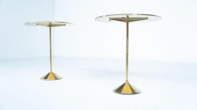 Pair of Side Tables Mod T2 by Osvaldo Borsani Brass and Glass