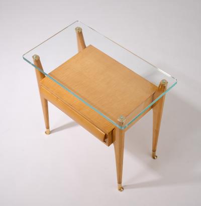 Pair of Side Tables with Faceted Legs and Sabots Italy 1950s