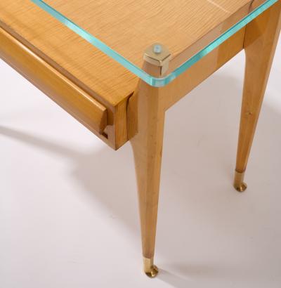 Pair of Side Tables with Faceted Legs and Sabots Italy 1950s