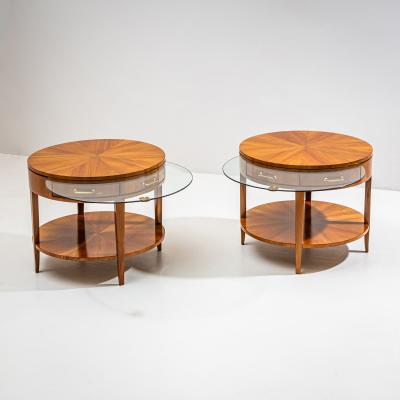 Pair of Side Tables with Hidden Glass Tops Probably Italy Mid 20th Century