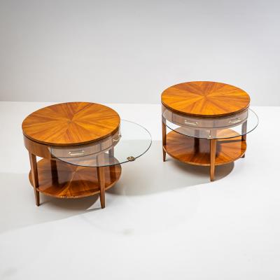 Pair of Side Tables with Hidden Glass Tops Probably Italy Mid 20th Century