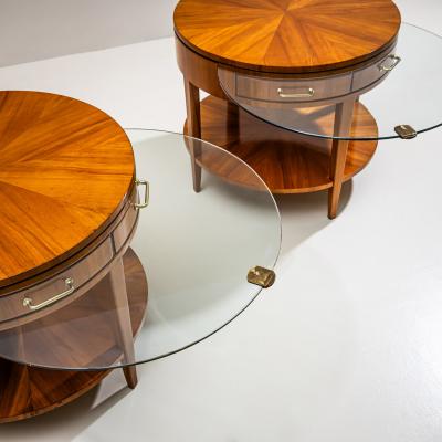 Pair of Side Tables with Hidden Glass Tops Probably Italy Mid 20th Century