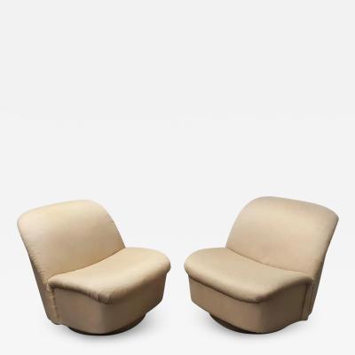Pair of Signed Directional Swivel Tilt Lounge Chairs
