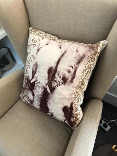 Pair of Silk Screened Elephant Pillows