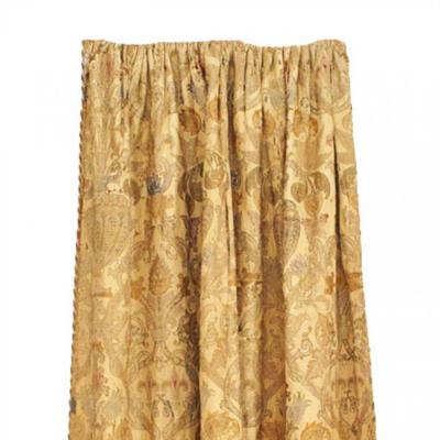 Pair of Silk and Metallic Thread Drapes