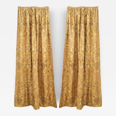 Pair of Silk and Metallic Thread Drapes