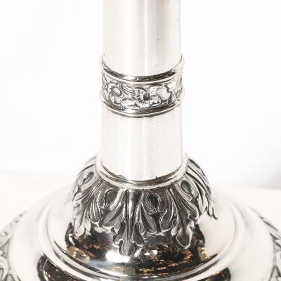 Pair of Silver Corinthian Column Acanthus Sabbath Candlesticks by Ludwig Nast