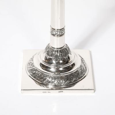 Pair of Silver Corinthian Column Acanthus Sabbath Candlesticks by Ludwig Nast