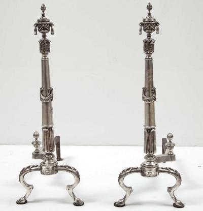 Pair of Silver Plate Andirons