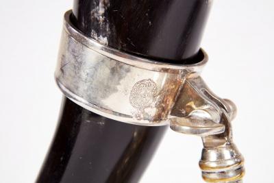 Pair of Silver Rimmed Horn Cups in Stands