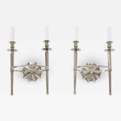 Pair of Silver Two Arm Wall Sconces