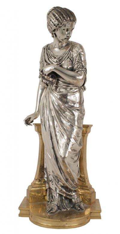Pair of Silvered Gilt Bronze Greek Figures