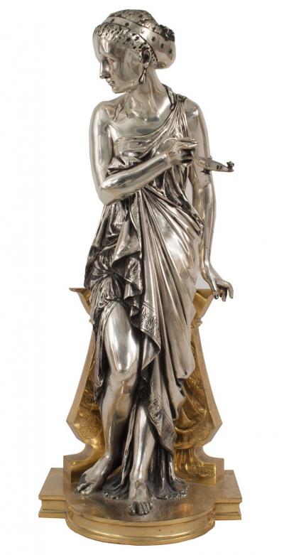 Pair of Silvered Gilt Bronze Greek Figures