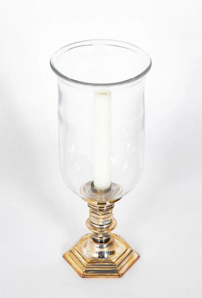 Pair of Silvered Photophores with Hurricane Shades