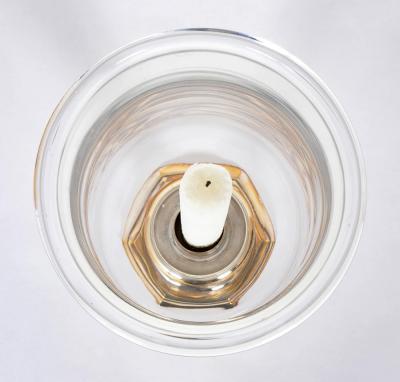 Pair of Silvered Photophores with Hurricane Shades