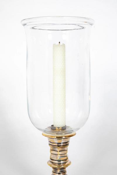 Pair of Silvered Photophores with Hurricane Shades