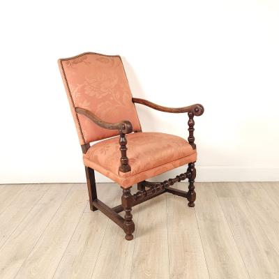 Pair of Similar Baroque Upholstered Armchairs in Walnut Italy Early 18th Cent 