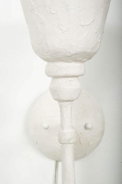 Pair of Single Arm White Plaster Sconces