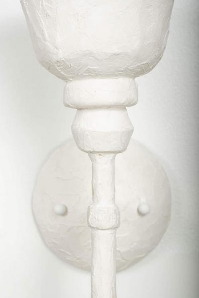 Pair of Single Arm White Plaster Sconces