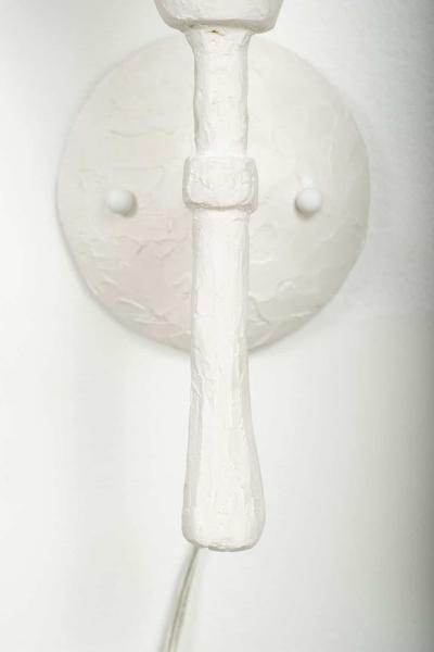 Pair of Single Arm White Plaster Sconces