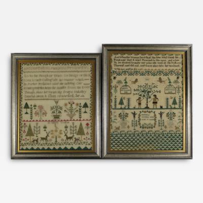 Pair of Sister Samplers 1810 Priscella and H Trokes