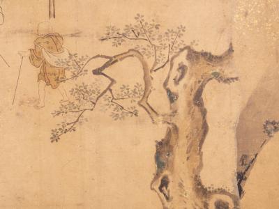 Pair of Six Panel Screens Whale Hunting and Harvesting