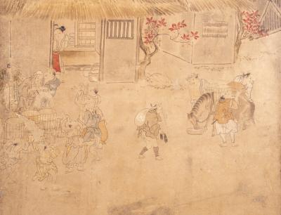 Pair of Six Panel Screens Whale Hunting and Harvesting