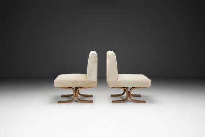 Pair of Slipper Chairs in Off White Ponyskin Europe 1960s