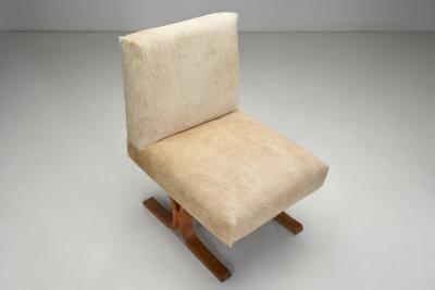 Pair of Slipper Chairs in Off White Ponyskin Europe 1960s