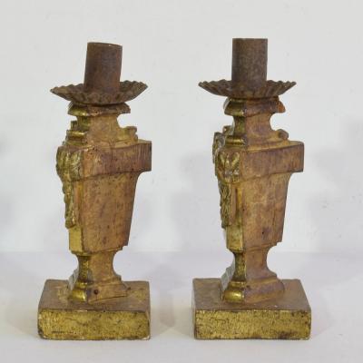 Pair of Small 18th Century Italian Neoclassical Candleholders Candlesticks