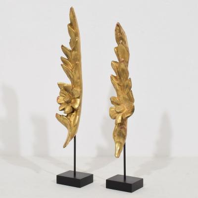 Pair of Small 19th Century Italian Carved Giltwood Baroque Style Ornaments