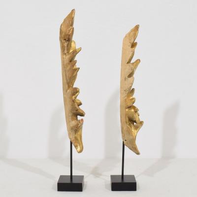 Pair of Small 19th Century Italian Carved Giltwood Baroque Style Ornaments