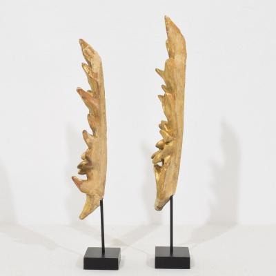 Pair of Small 19th Century Italian Carved Giltwood Baroque Style Ornaments
