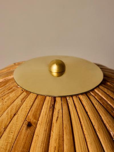 Pair of Small Brass Table Lamps with Bamboo Shades