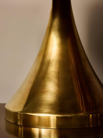 Pair of Small Brass Table Lamps with Bamboo Shades