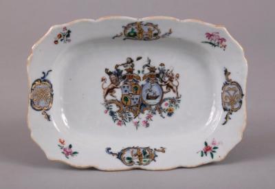 Pair of Small Chinese Export Armorial Sauce Tureens c 1767 1769