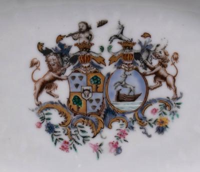 Pair of Small Chinese Export Armorial Sauce Tureens c 1767 1769