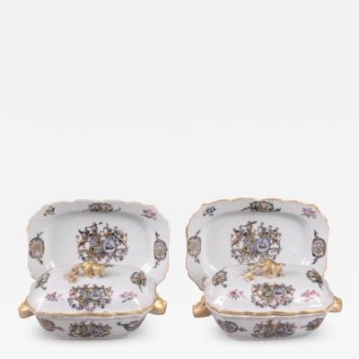 Pair of Small Chinese Export Armorial Sauce Tureens c 1767 1769
