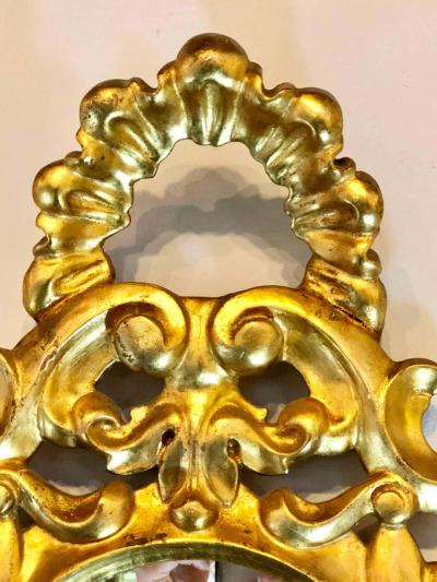 Pair of Small Giltwood Italian Rococo Style Wall Mirrors