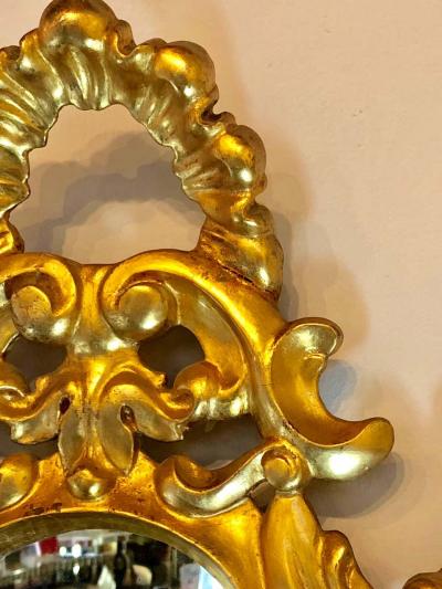 Pair of Small Giltwood Italian Rococo Style Wall Mirrors