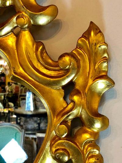 Pair of Small Giltwood Italian Rococo Style Wall Mirrors