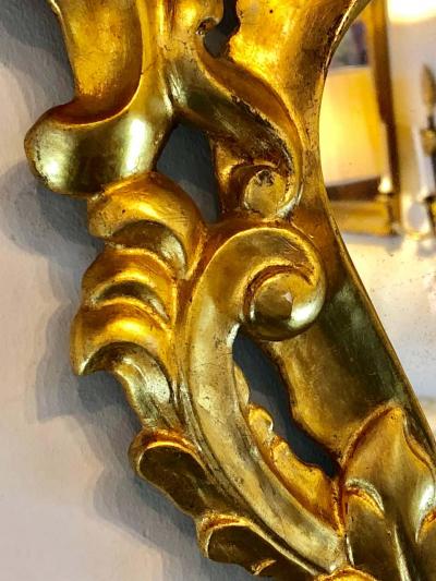 Pair of Small Giltwood Italian Rococo Style Wall Mirrors