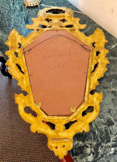 Pair of Small Giltwood Italian Rococo Style Wall Mirrors