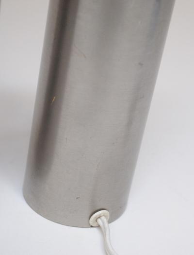 Pair of Small Italian Cylindrical Aluminum Bedside Lamps by Gaetano Missaglia