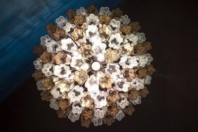 Pair of Smoke and Clear Murano Glass Tronchi Chandelier or Ceiling Light