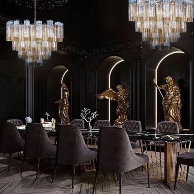Pair of Smoke and Clear Murano Glass Tronchi Chandelier or Ceiling Light