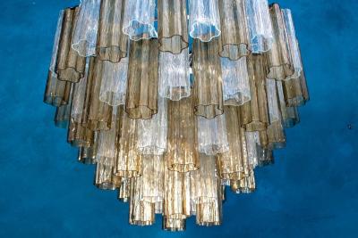 Pair of Smoke and Clear Murano Glass Tronchi Chandelier or Ceiling Light